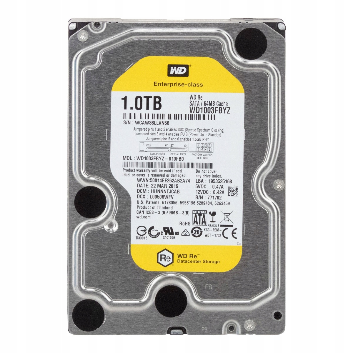 Wd Re 1TB 7.2K 64MB Sata III 3.5'' WD1003FBYZ