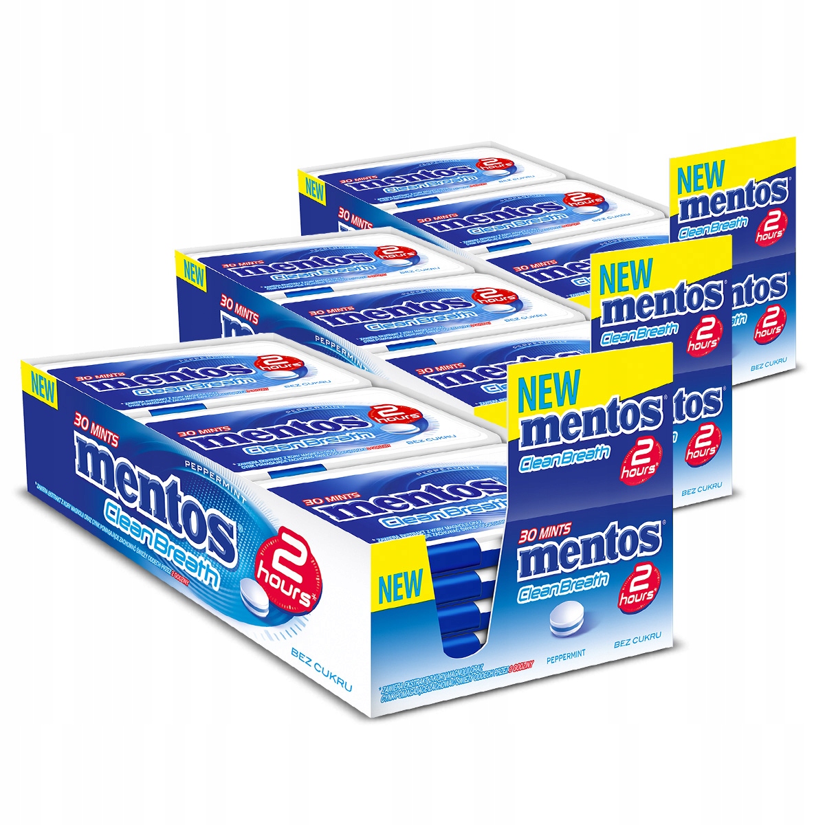 Mentos Clean Breath pastylki cukierki bez cukru Peppermint 36x21g