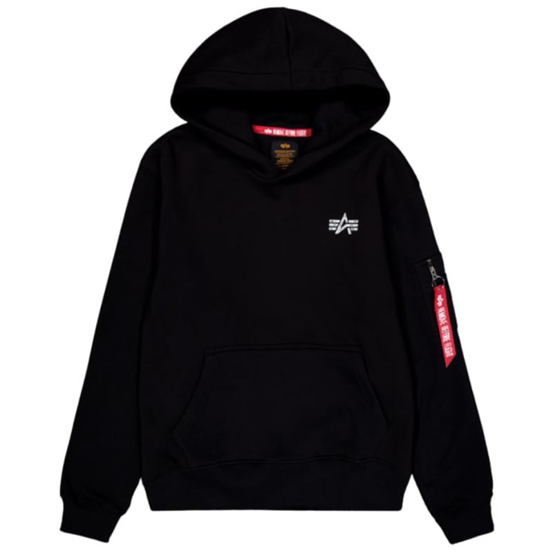 Mikina s kapucí Alpha Industries Signature Back Print černá M