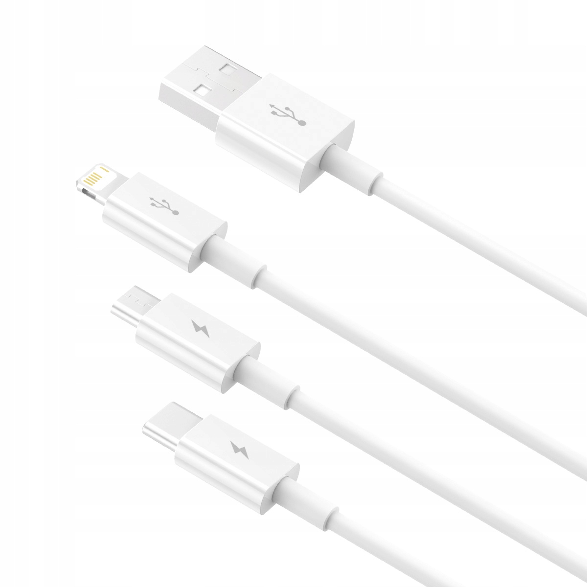 BASEUS MOCNY KABEL 3w1 USB PRZEWÓD do IPHONE MICRO TYP-C USB-C 3.5A 150cm