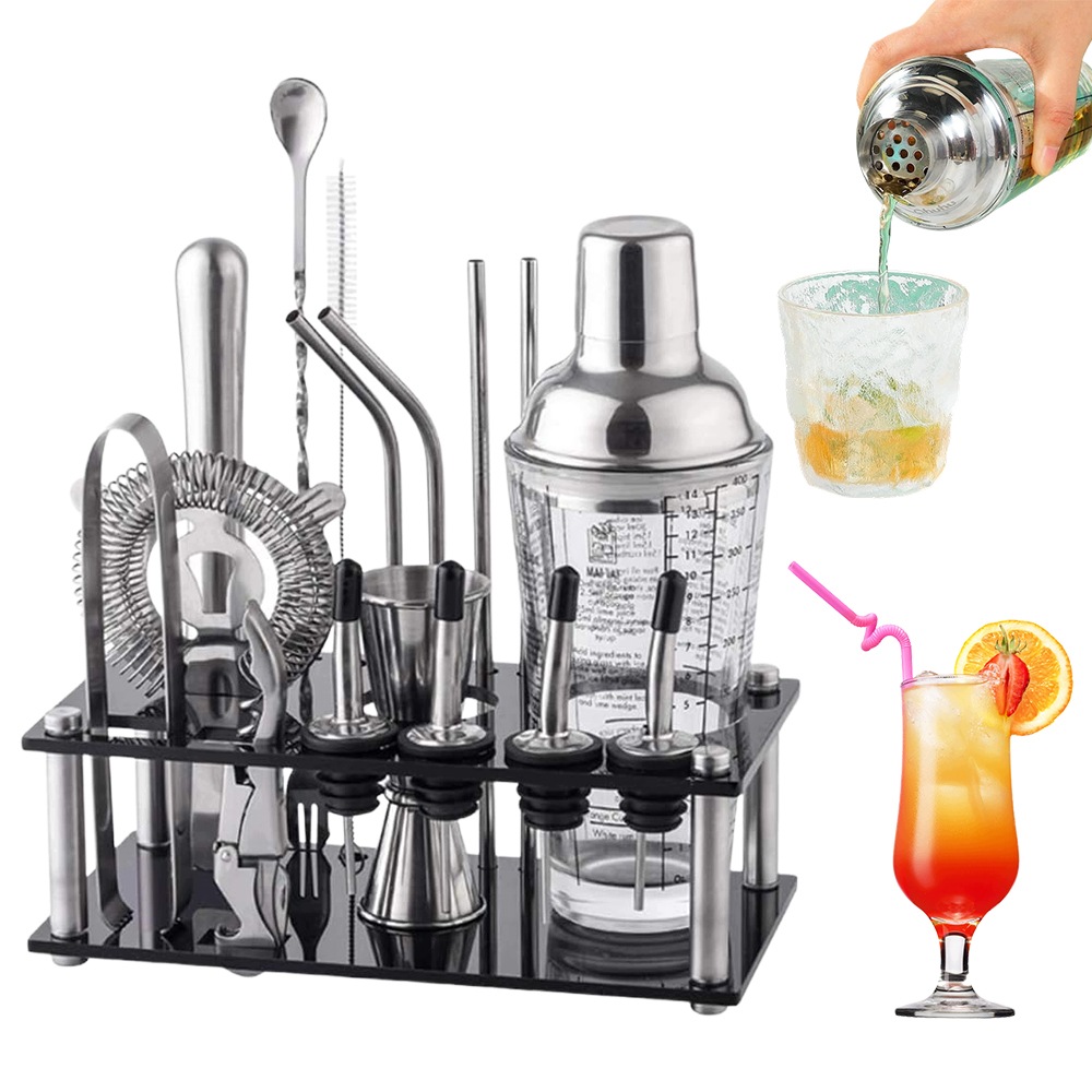 Myčka nádobí 400 ml Barmanský set Shaker Stojan Stříbrný Bar Dům Dárek