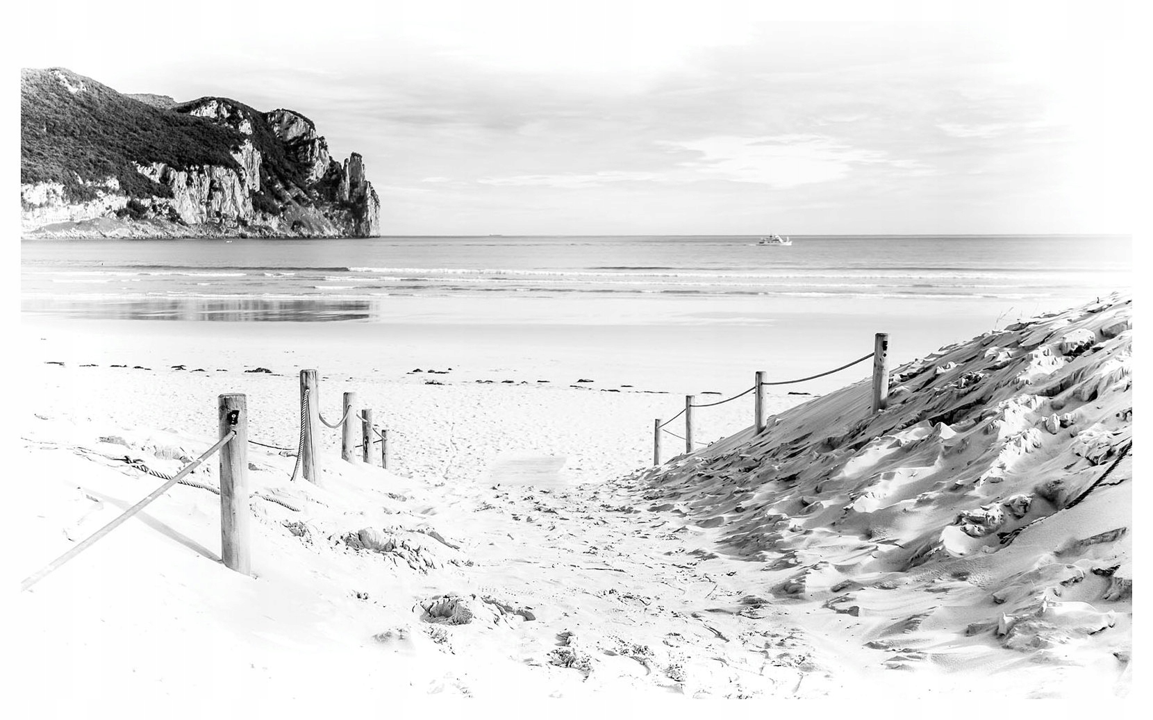 Vliesová fototapeta Pláž Moře Stezka Skála Loďka 254x184 lepidlo