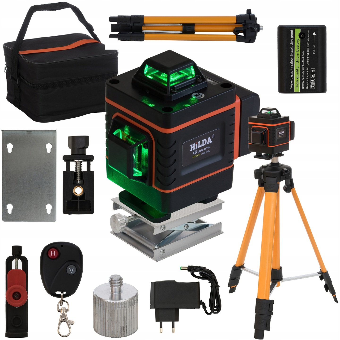 

Poziomica Laserowa 360° Laser Krzyżowy 4D + Statyw