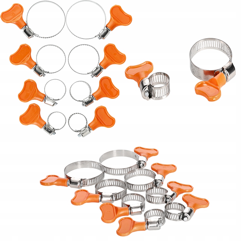 Waart Opaski zaciskowe ślimakowe z motylkiem Mocne 10-38mm, 8szt