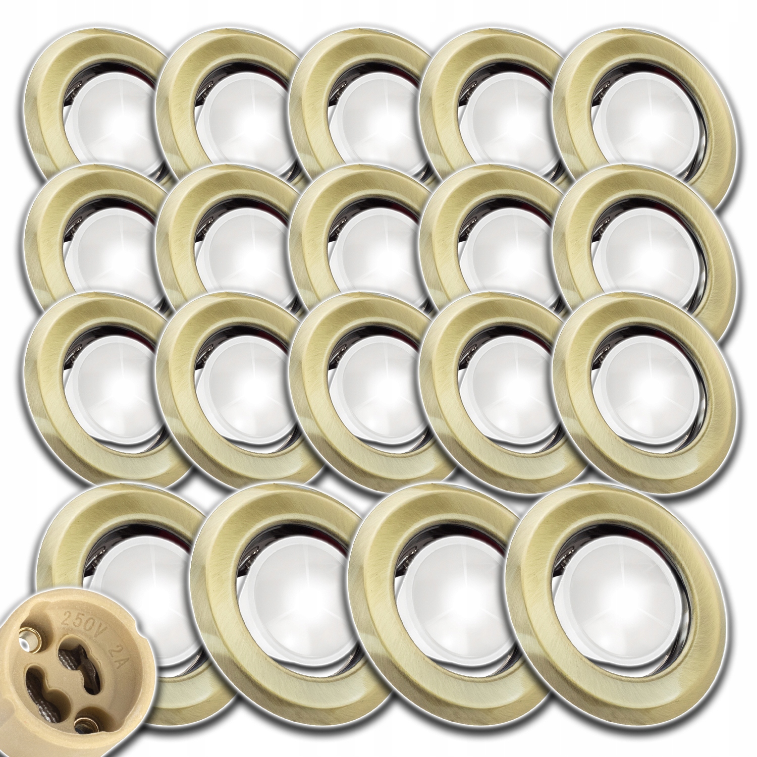 19 x Stropní Svítidlo Halogen Led Lampa 1,5W Neutrální Očko Mosaz