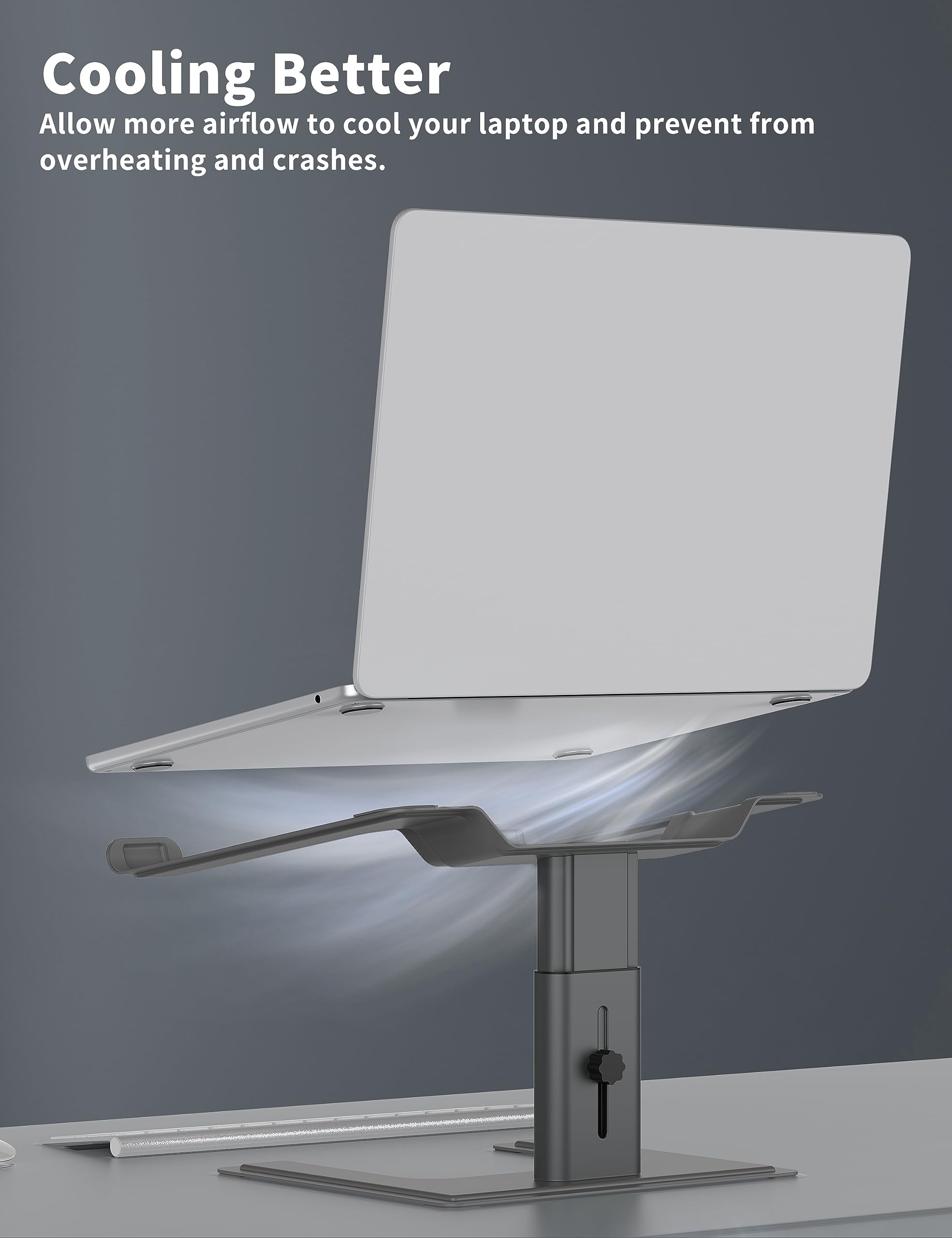 ALASHI Ergonomiczny Aluminiowy Stojak Na Laptop Regulowana Wysokość — miniatura 4