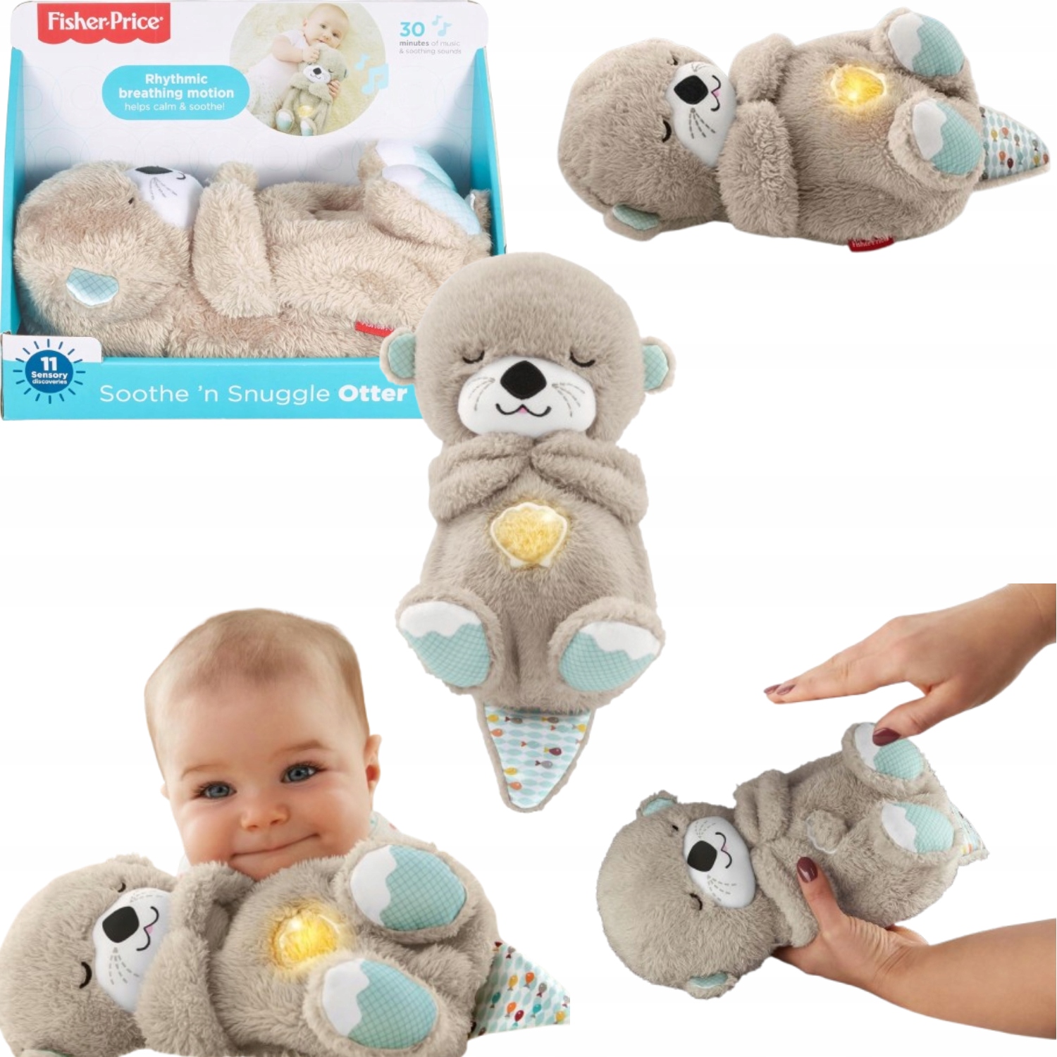 FISHER PRICE PRZYTULANKA DLA NIEMOWLĄT SŁODKA WYDRA DŹWIĘK RUCH ODDYCHANIA