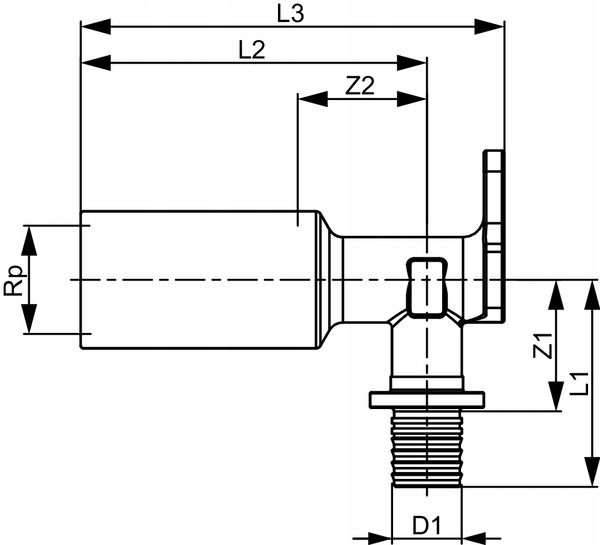 TECE KOLANO NAŚCIENNE DŁUGIE GW 16X1/2'' Typ kształtka