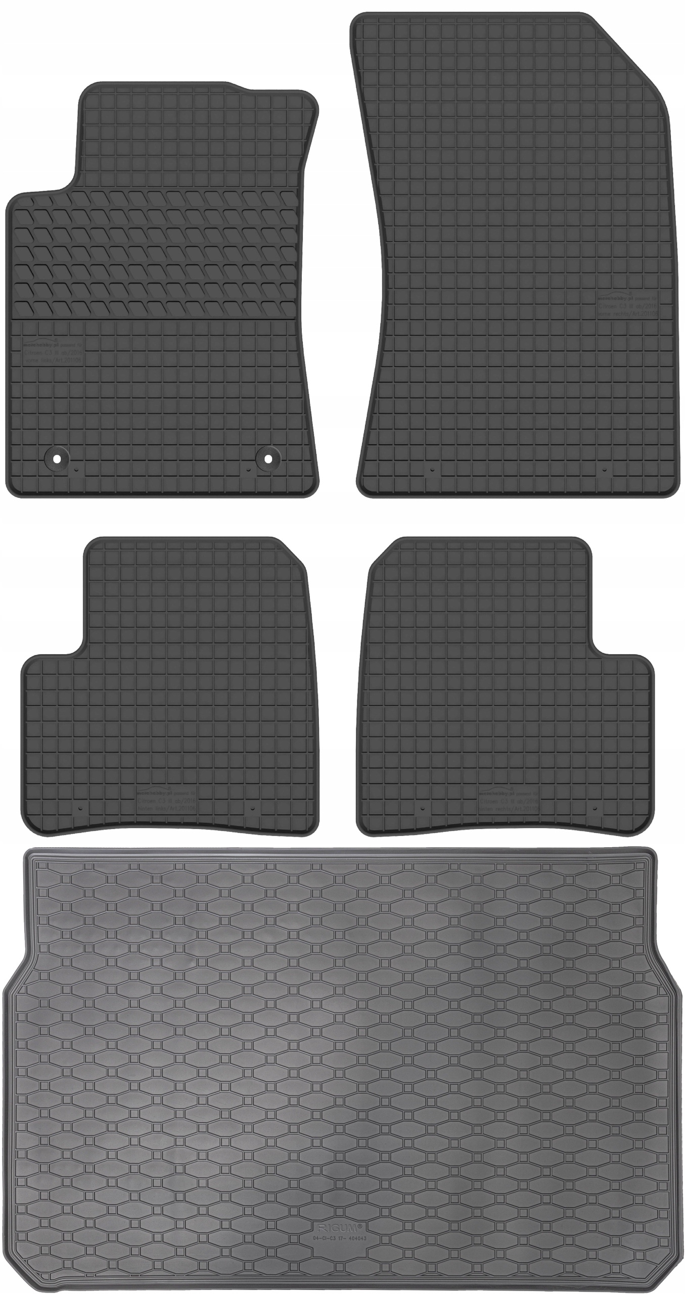 Citroen C3 III Hatchback 2017-2024 Sada Koberce batožinový priestor