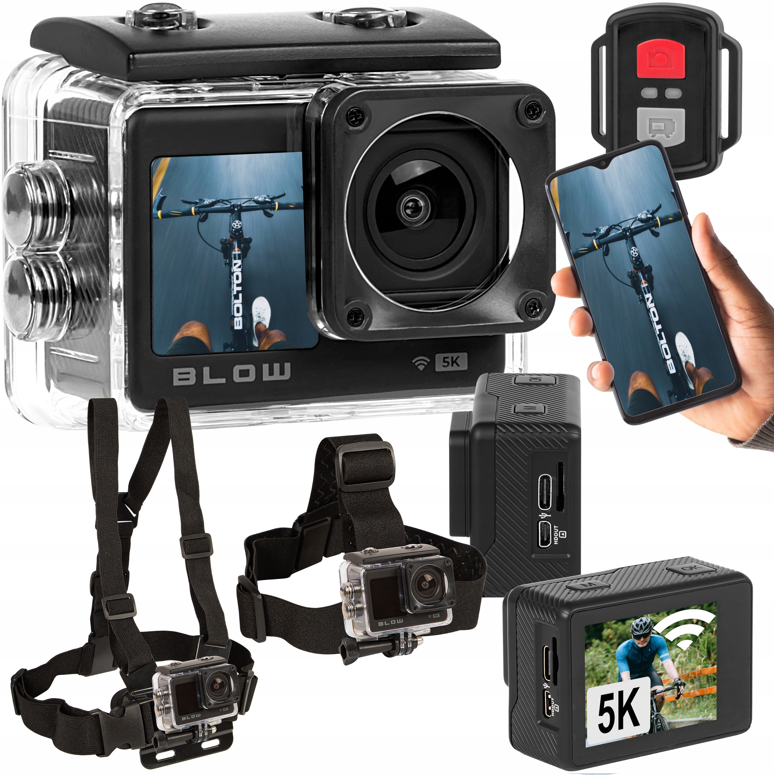 KAMERA SPORTOWA GO PRO4U 4K WIFI USB UHD SZELKI OPASKA UCHWYTY AKCESORIA