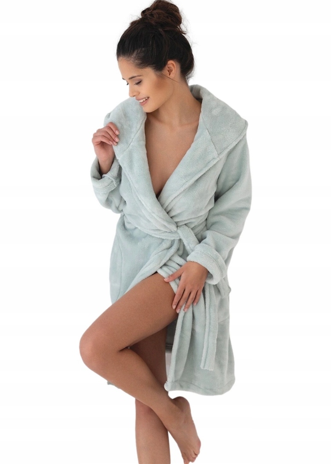 Sensis Dámský Krátký Župan S Kapucí Garden Green Polar Soft L/XL
