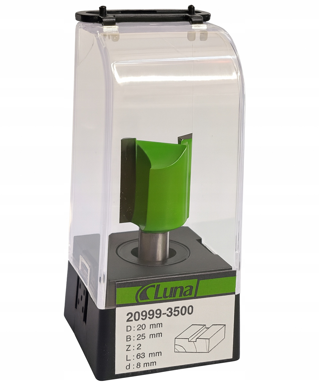 Drážkovací fréza 20mm H25mm délka 63mm stopka 8mm Hm luna