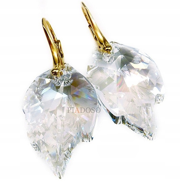 Křišťálové Náušnice Moon Angel Wing Zlaté Stříbro