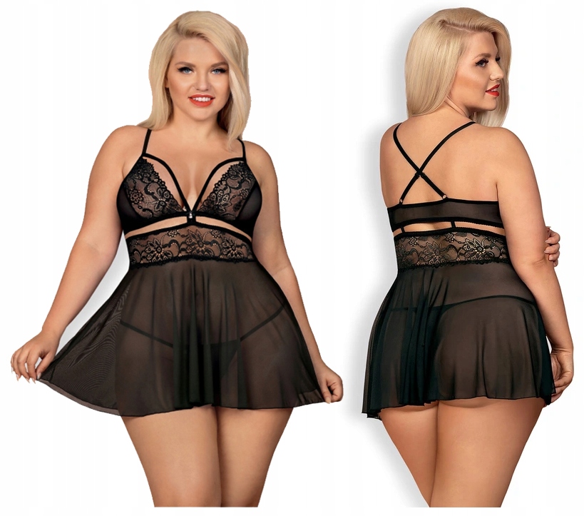 

Obsessive 838-BAB-1 Babydoll I Stringi Czarna XXL