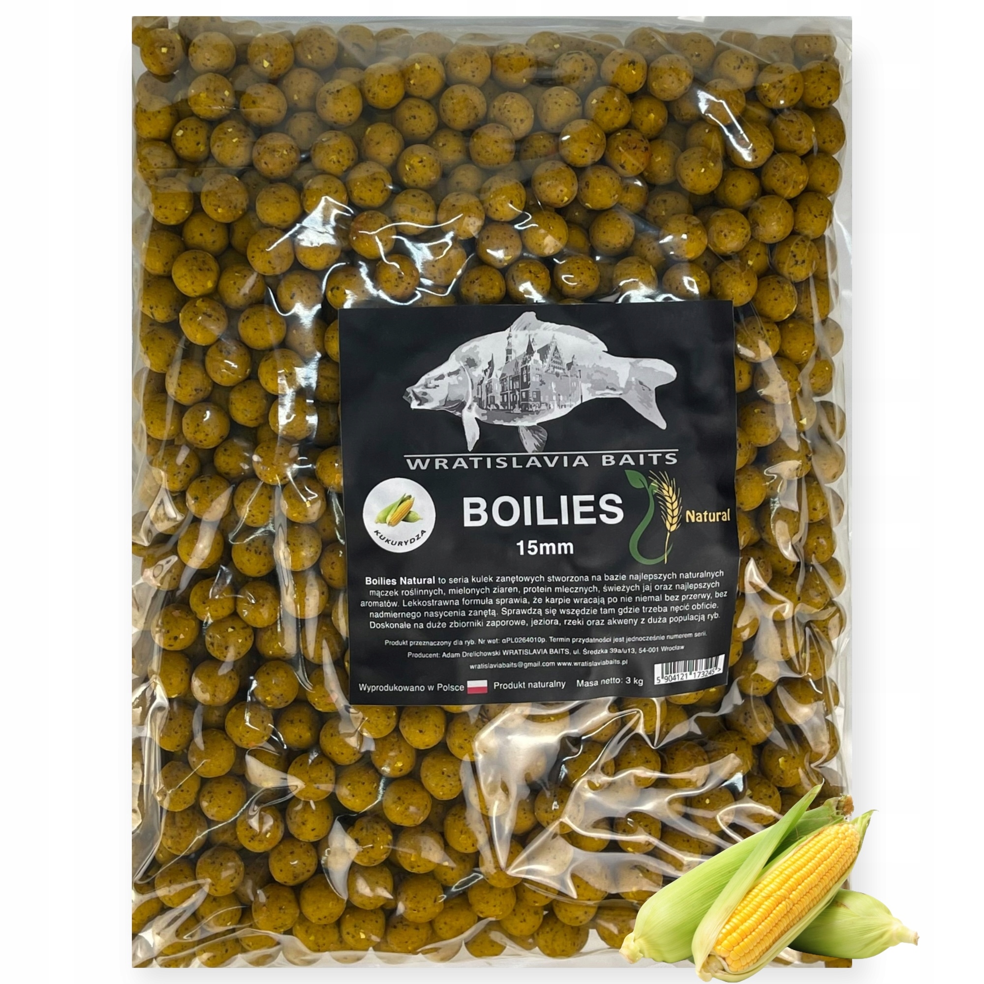 Kulki zanętowe 3KG Wratislavia Baits Kukurydza 15mm