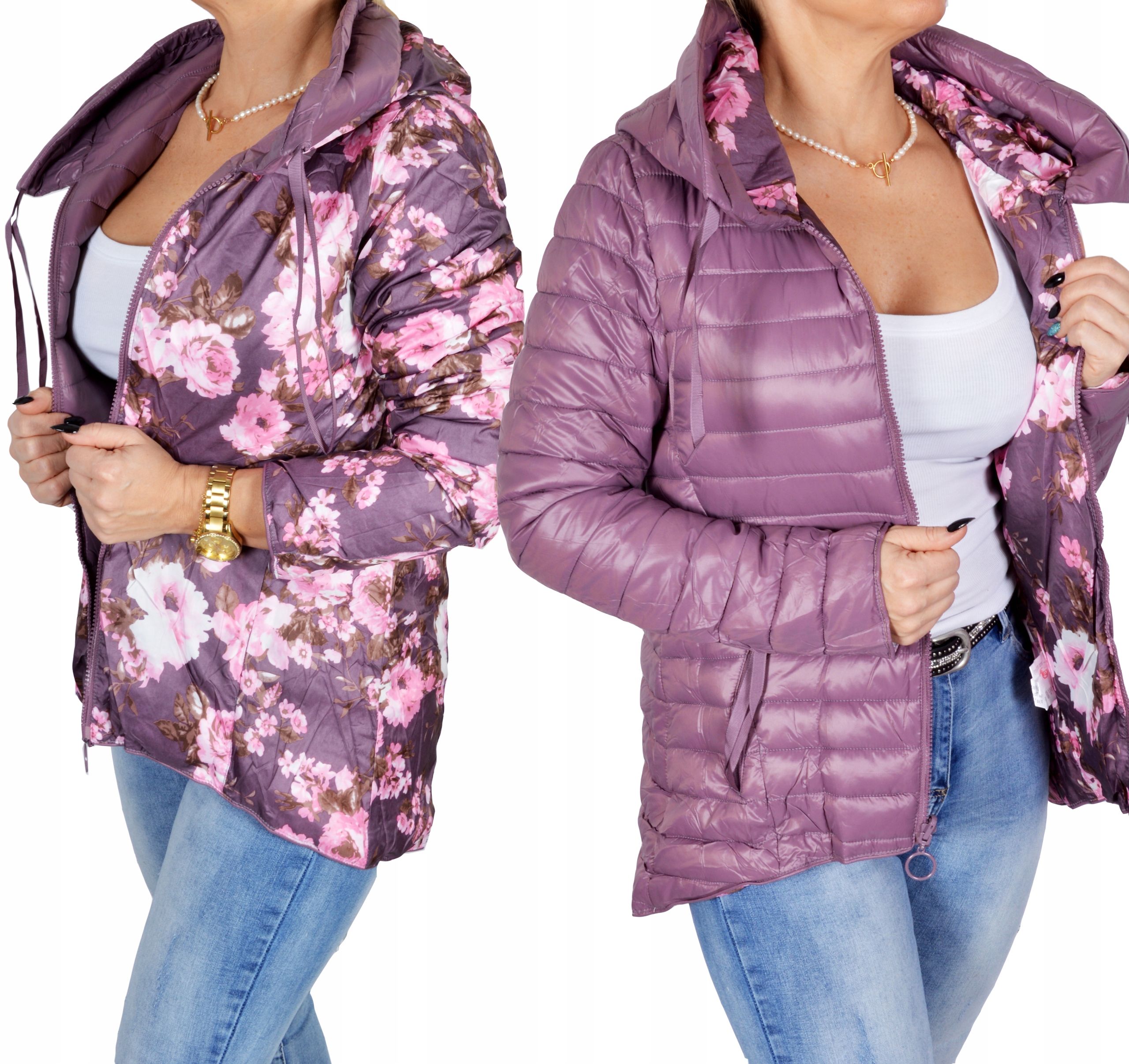 

Pikowana kurtka damska lekka dwustronna Plus Size