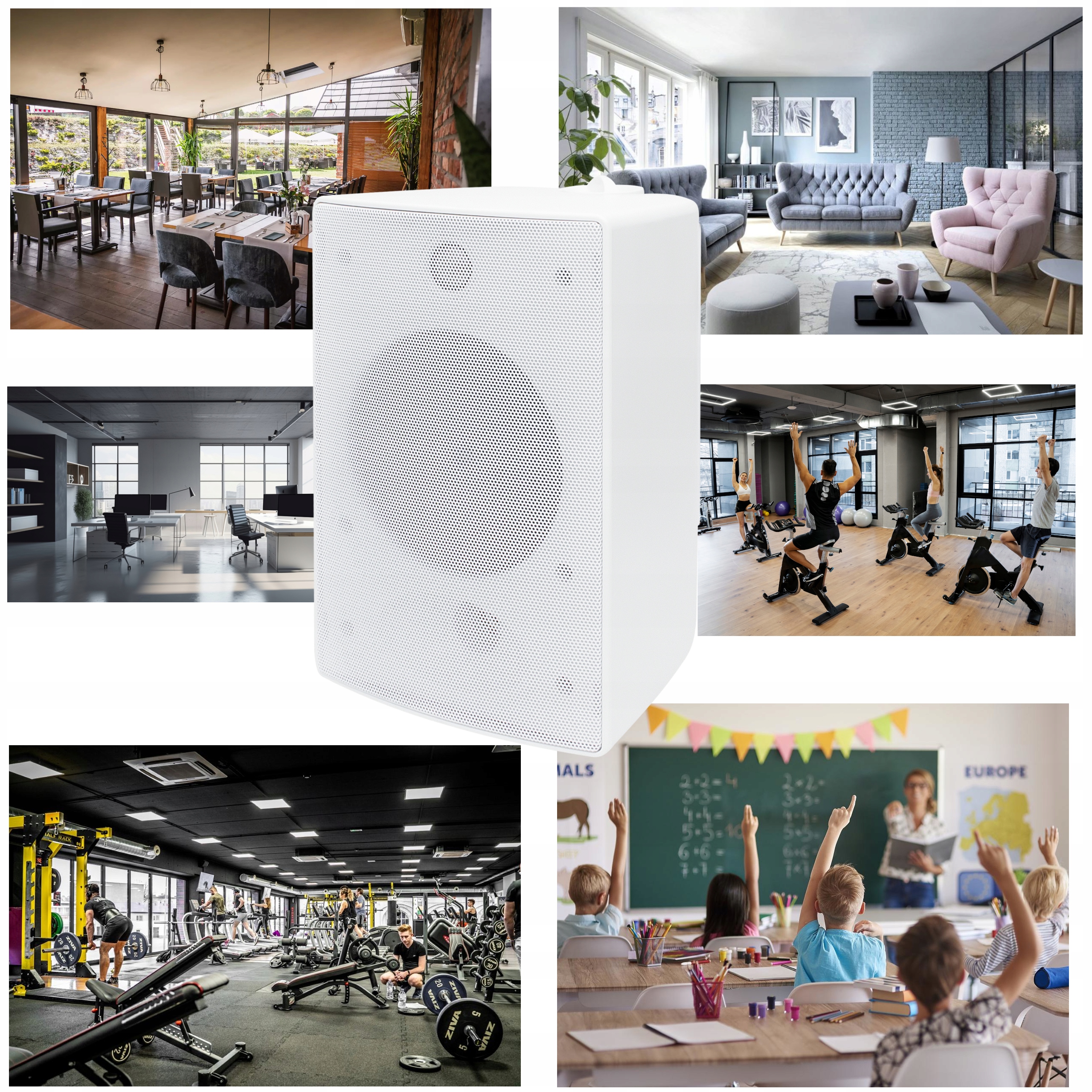 2x SOLIDNY GŁOŚNIK ŚCIENNY 100W NA ŚCIANE UCHWYT BIAŁY RADIOWĘZEŁ SIŁOWNIA Stan opakowania oryginalne