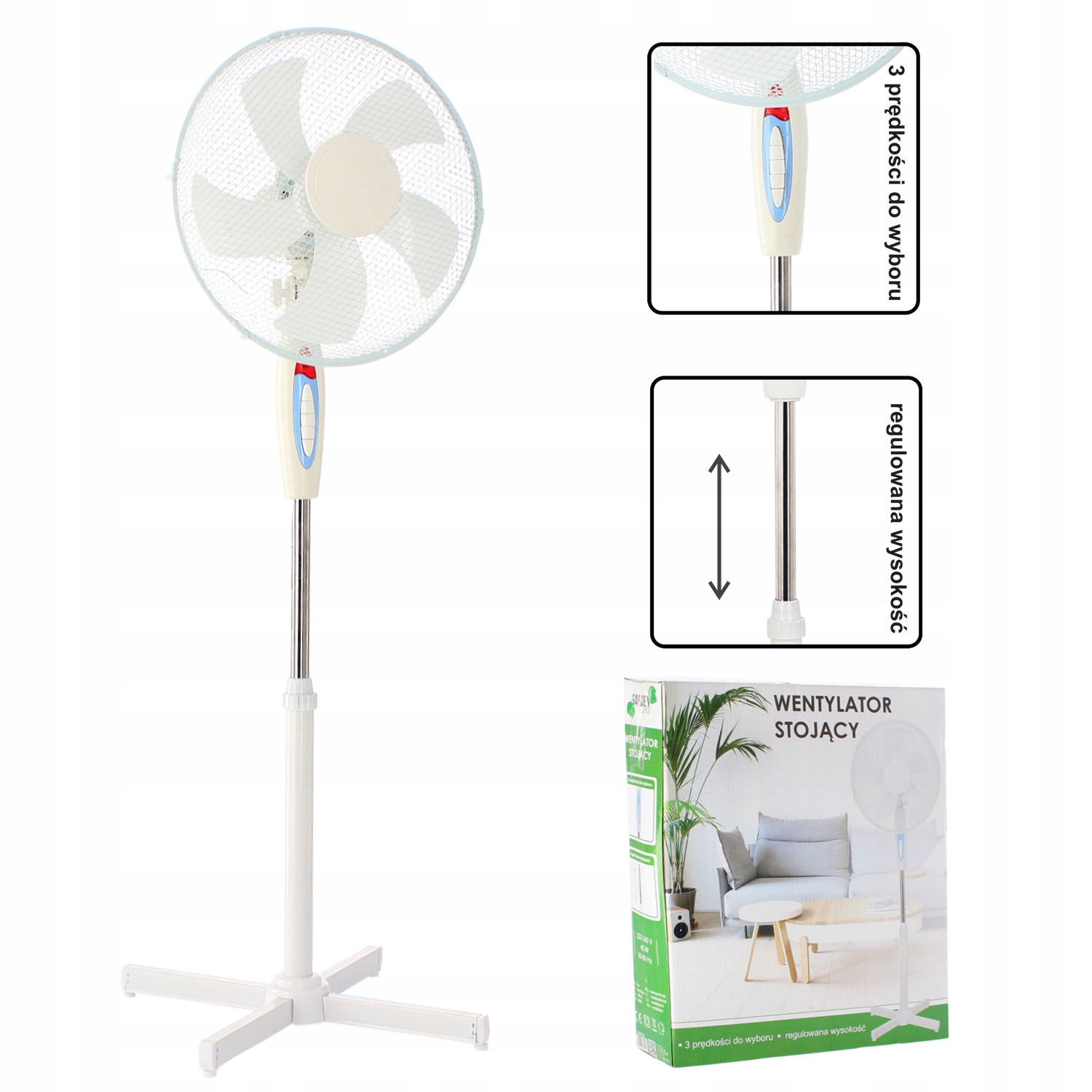 WENTYLATOR PODŁOGOWY WIATRAK STOJĄCY REGULOWANY Marka CH