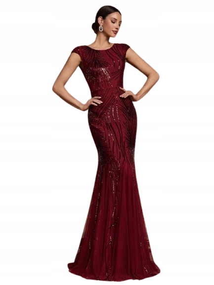 Shein Bordó Šaty S Flitry, Rozkládací, Velikost XL 1KI