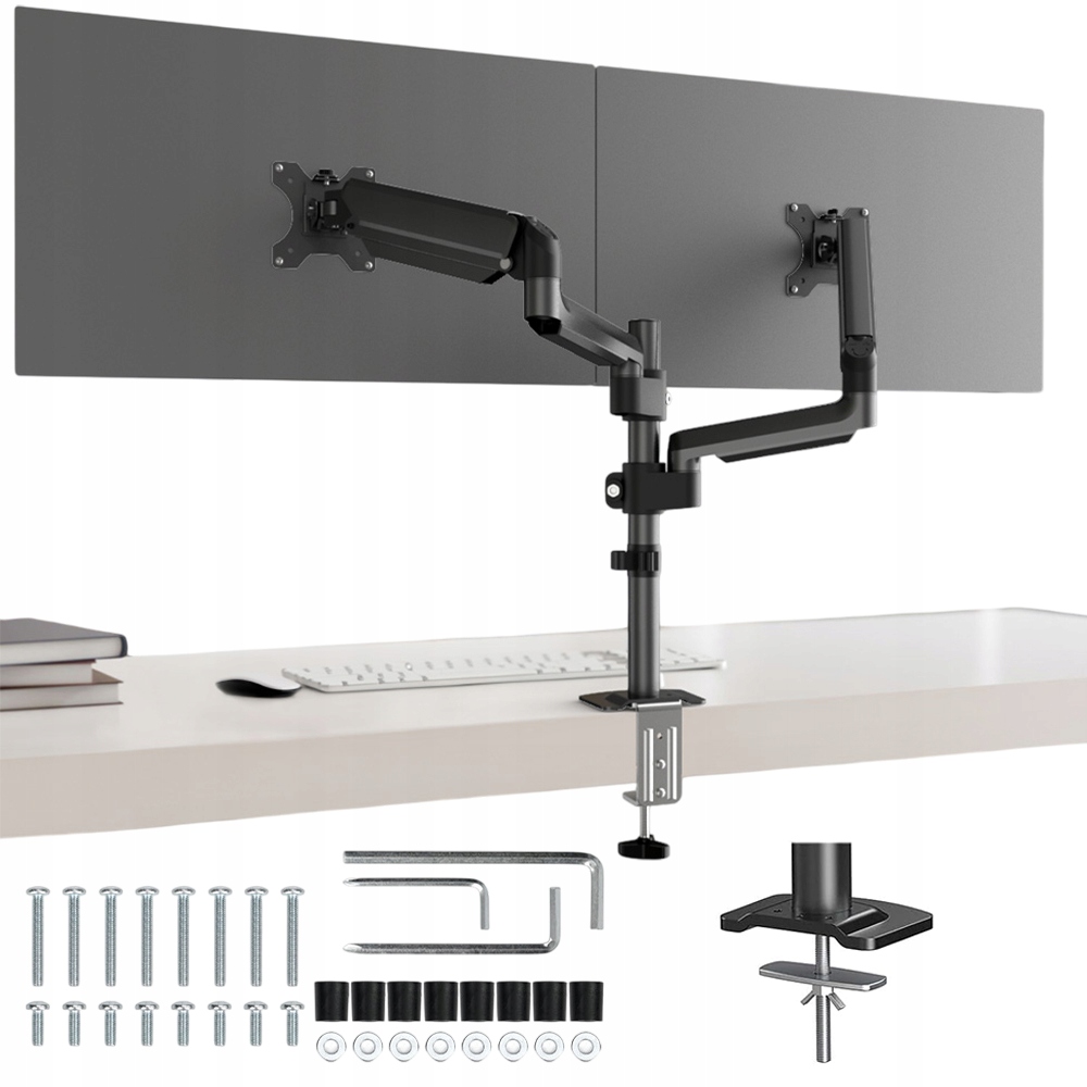 Robustní Otočný Držák Na Stůl Pro Dva Monitory 13"-32" Vesa, 3D Nastavení