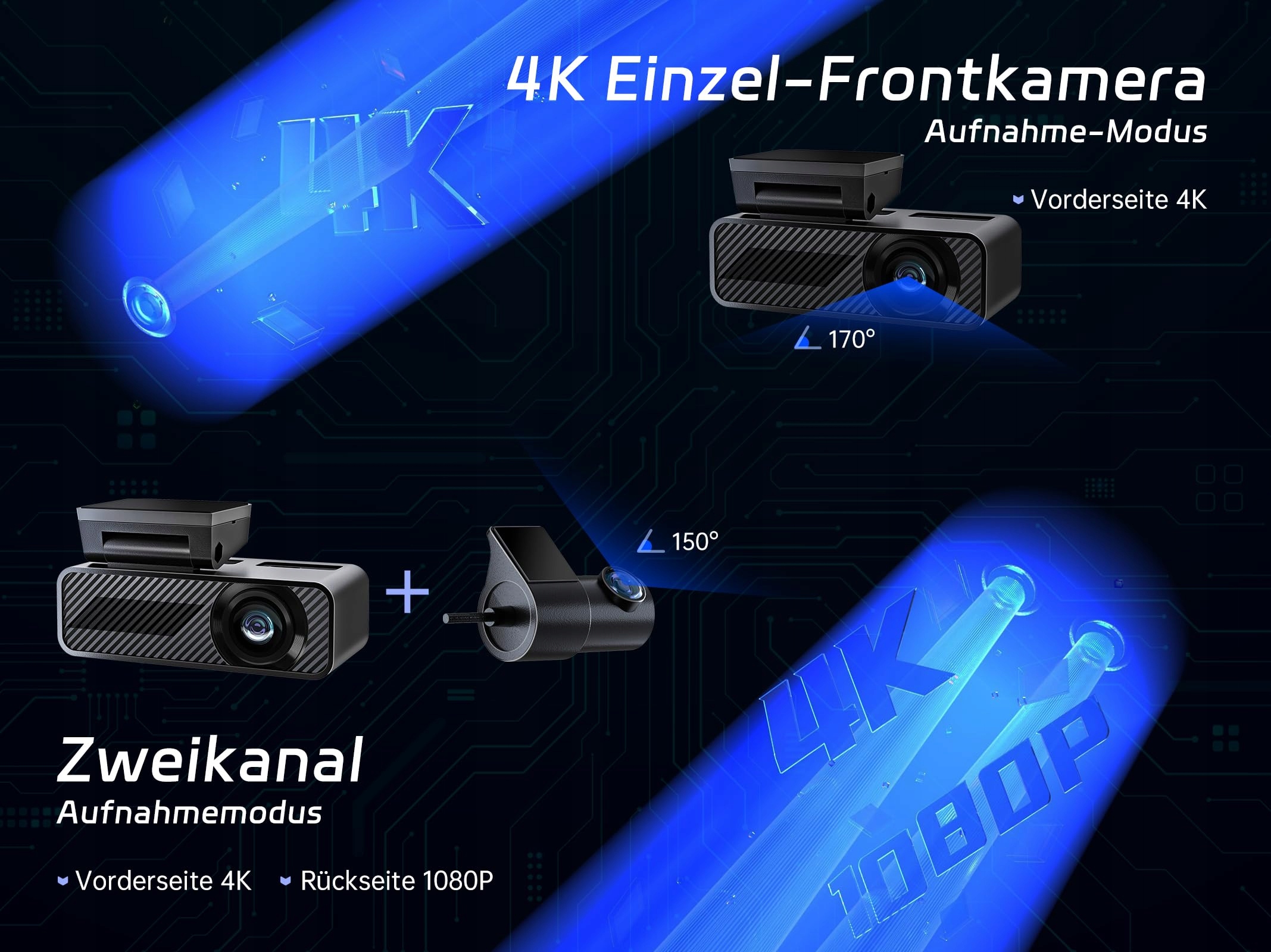 PELSEE P1 Duo 4K Dash Cam Front/Rear GPS WiFi 64GB SD 24H Monitoring — miniatura 2