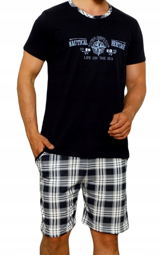 PIŻAMA MĘSKA BAWEŁNA SPORT KRÓTKI RĘKAW M L XL 2XL Marka inna