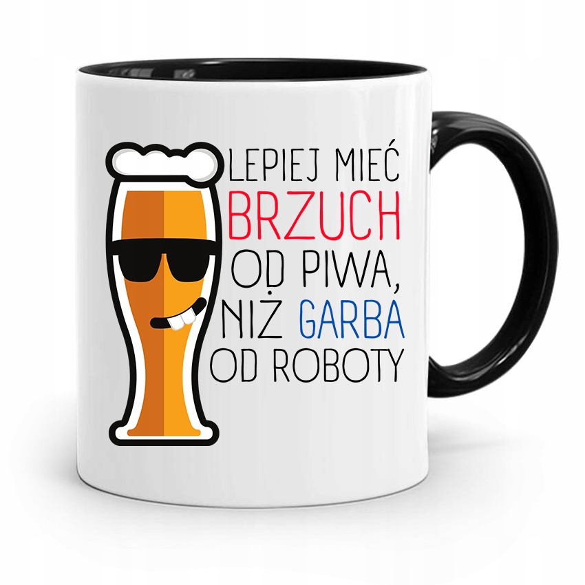 

Kubek Czarny Śmieszny Zabawny Lepiej Mieć Brzuch