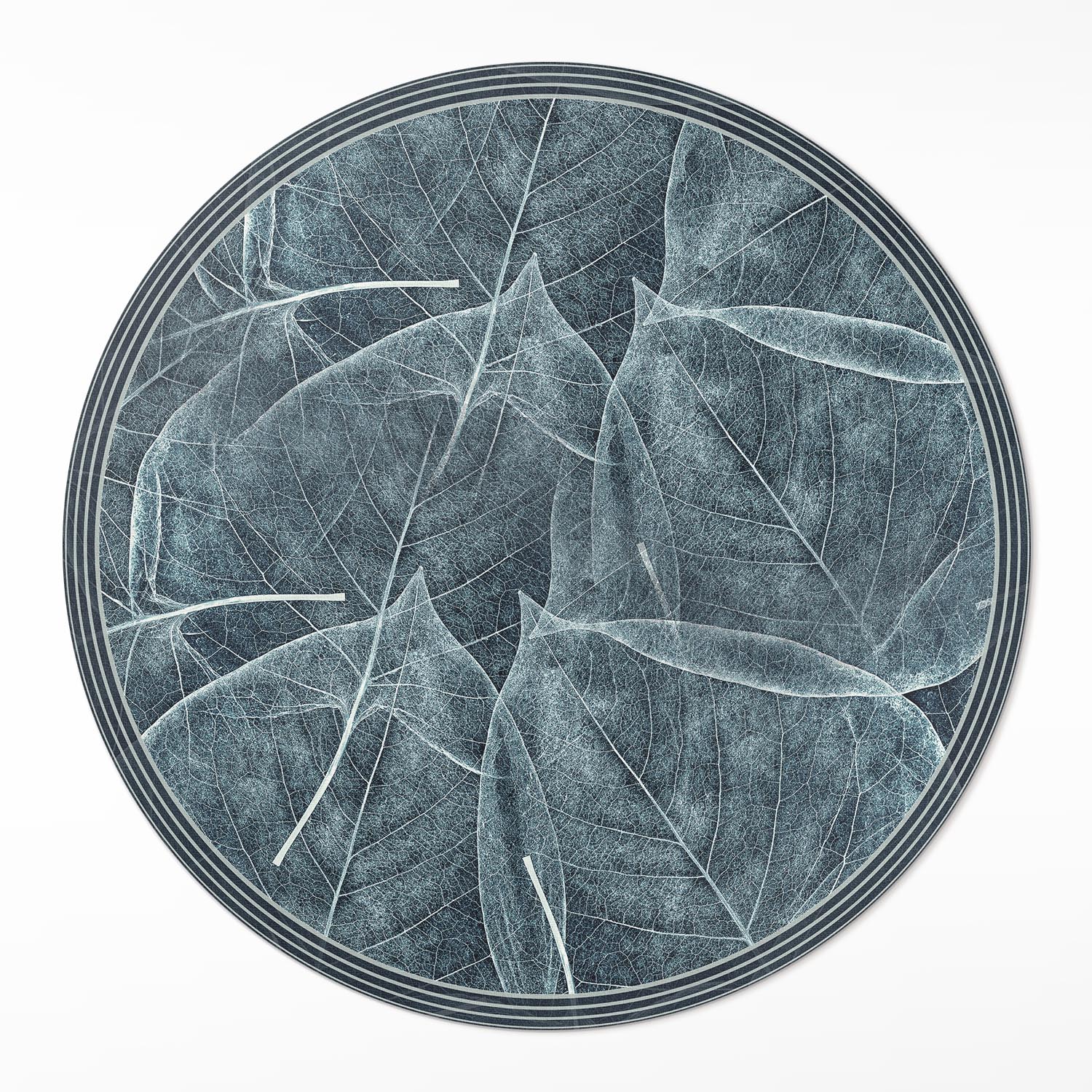 Vinylový okrúhly dekoratívny koberec do pracovne Tmavé listy rastlín ⌀ 90 cm