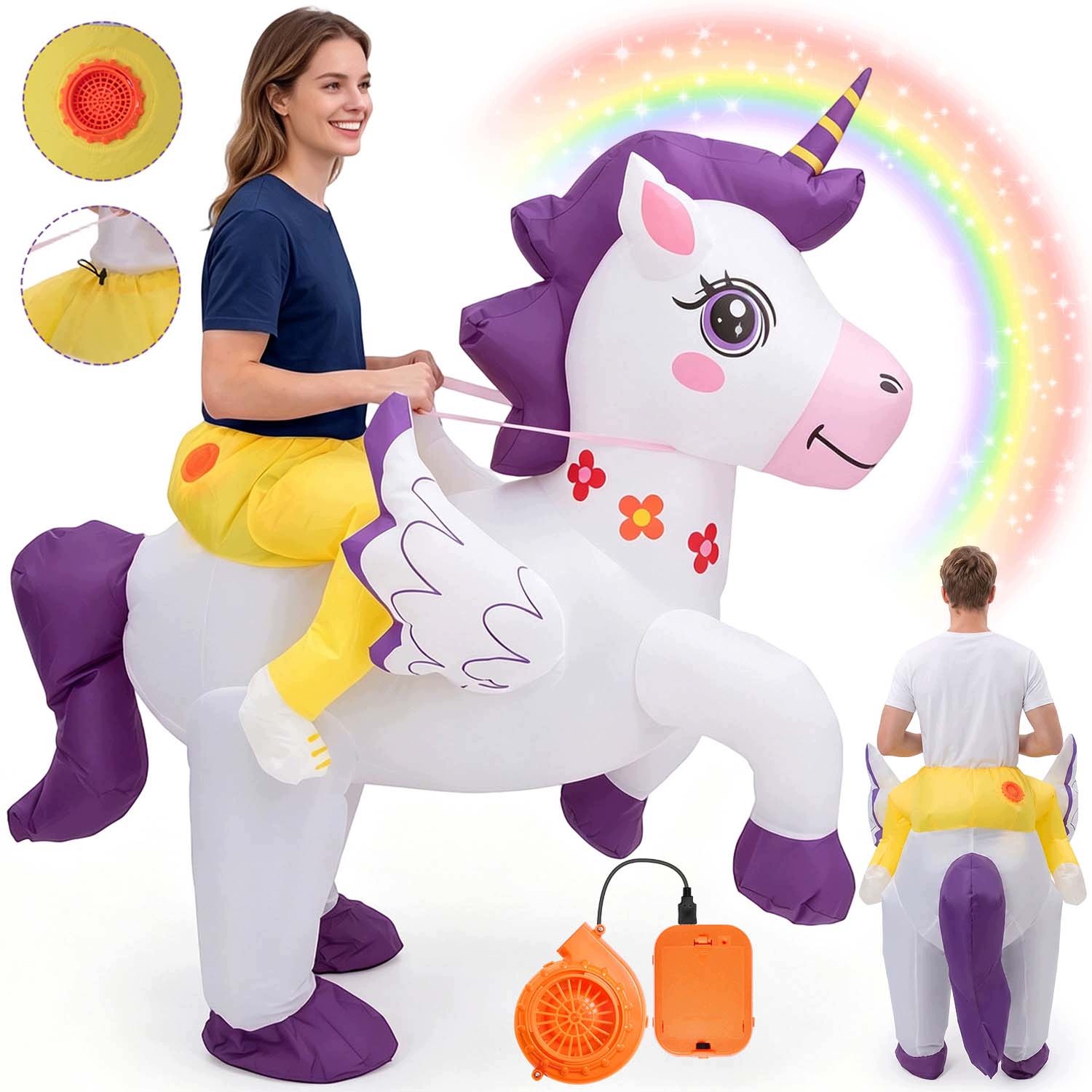 Kostým Nafukovací Jednorožec Převlek Na Halloween Něco 160-190 CM