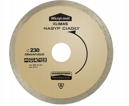 

Tarcza Diamentowa Pełna Pro 230MM Wkręt-met