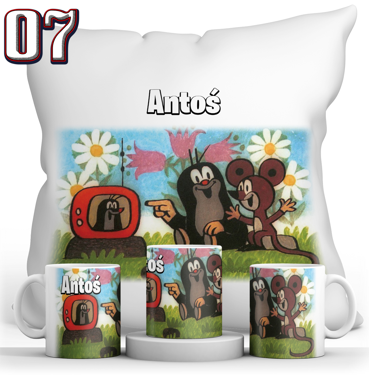 ZESTAW KRECIK KUBEK + PODUSZKA + IMIE Marka Resolid