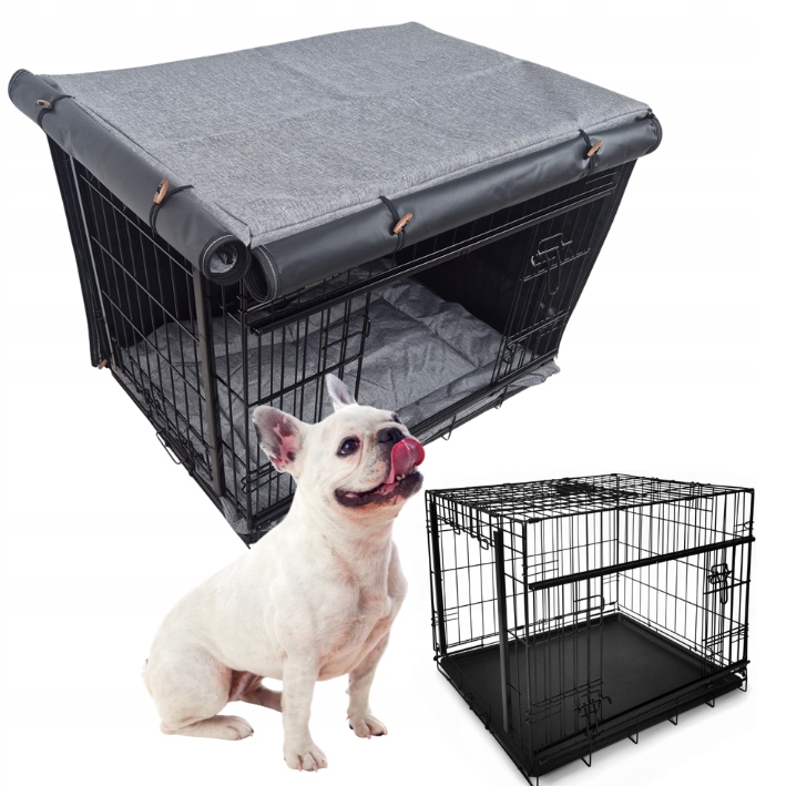 Klatka dla psa z narzutą i legowiskiem zestaw 3el Slide kojec 76x53 x61cm