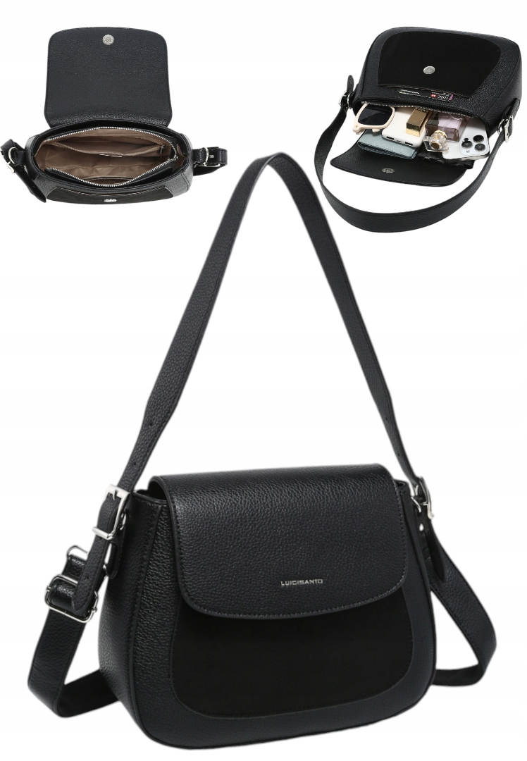 Praktyczna Torebka Torba Damska Listonoszka Luigisanto HS0414-1 Black