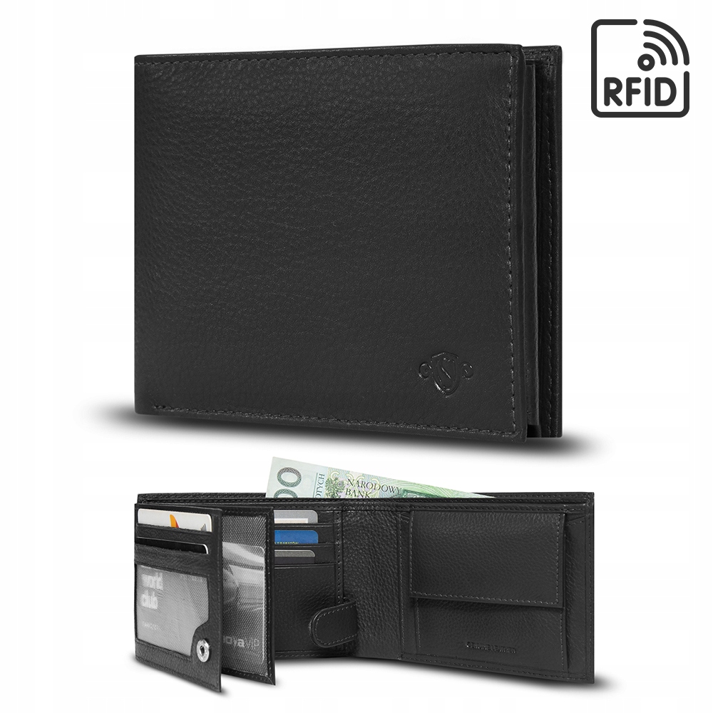 Portfel męski skórzany elegancki czarny SOLIER