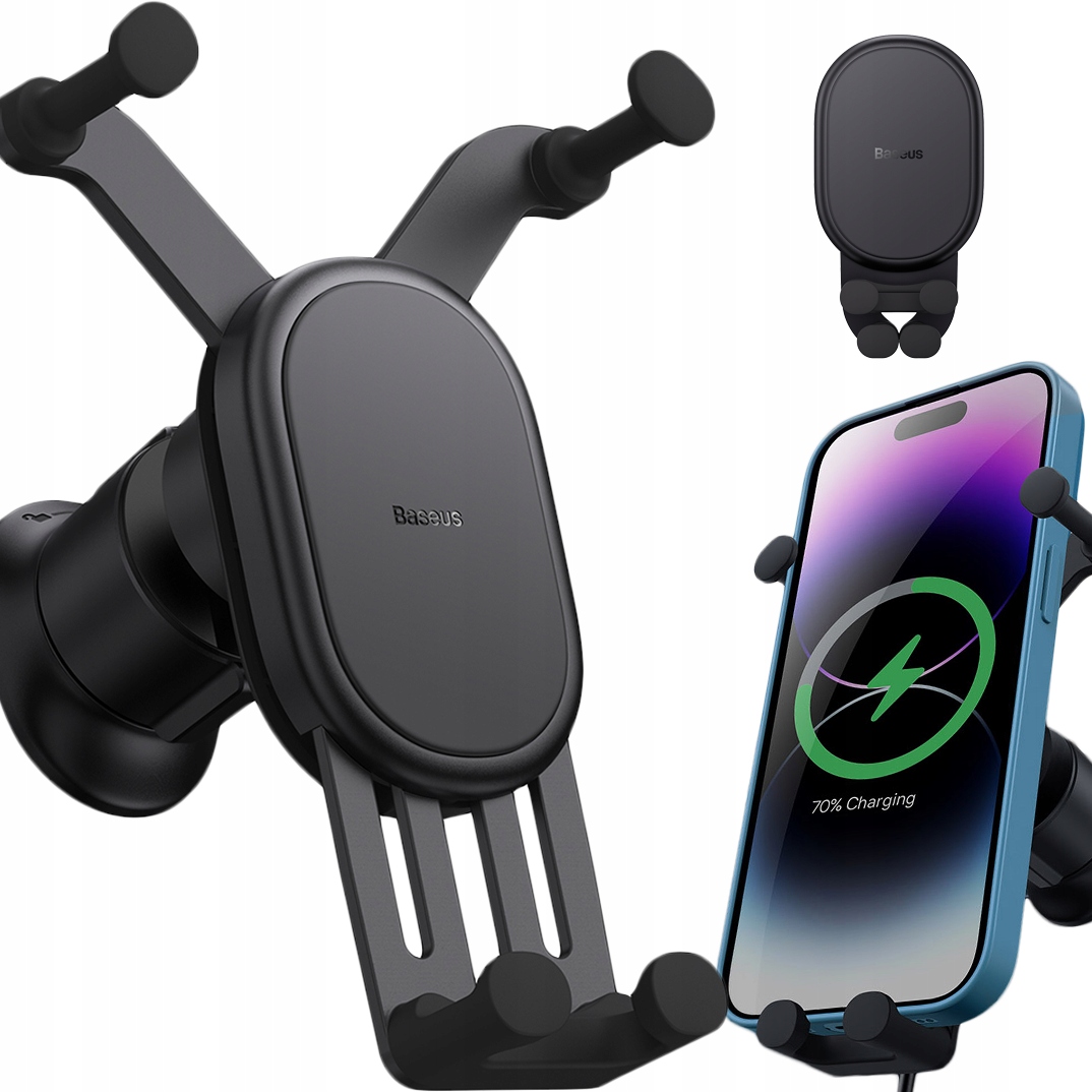 Baseus Uchwyt Samochodowy Z Ładowaniem Bezprzewodowym Qi 15W Do Kratki