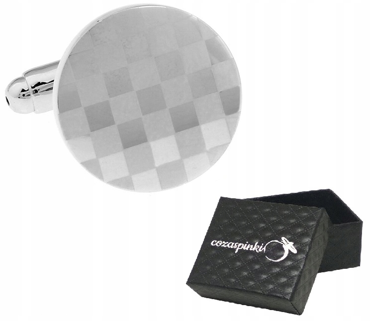 

Spinki do mankietów koszul srebrne okrągłe pudełko
