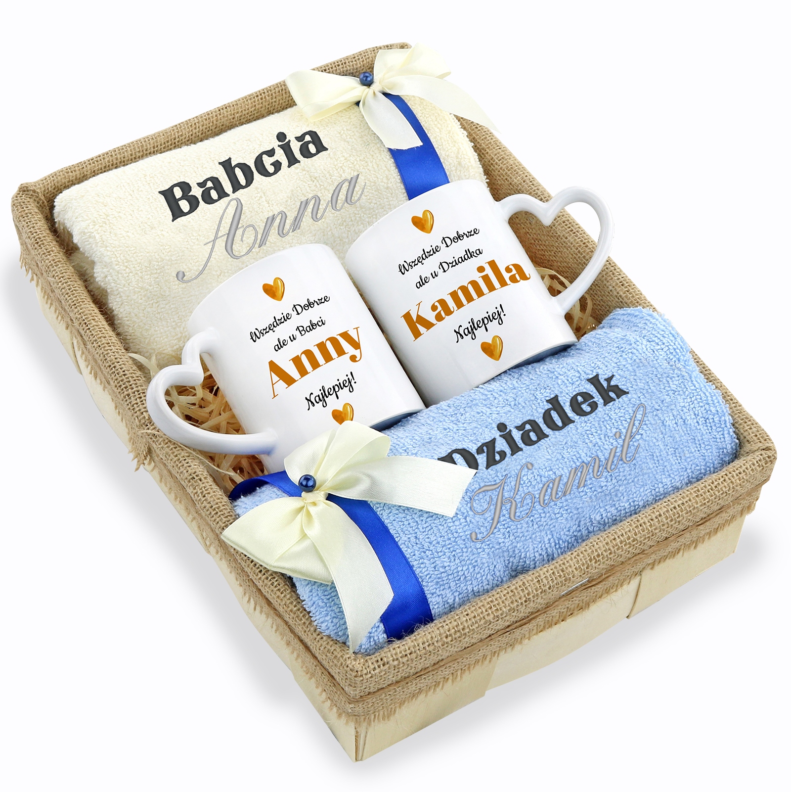 

Ręczniki z haftem kubki na Dzień Babci I Dziadka