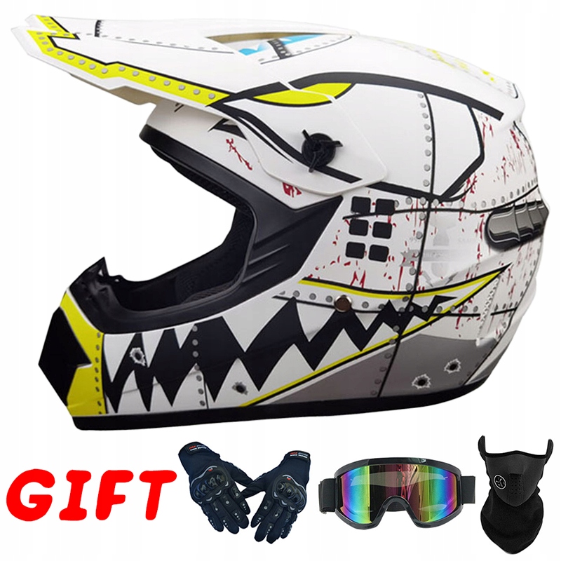 OFF-ROAD ENDURO MOTOCYKLOWY KASK MOTOCROSS RĘKAWICZKI MASKA GOGLE Stan opakowania oryginalne