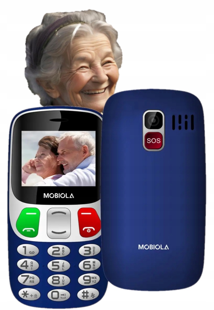 Telefon Dla Seniora Komórkowy Głośny Duże Klawisze Prosty Telefon Niebieski