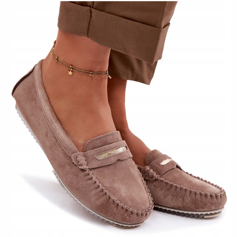 Dámské Mokasíny Z Ploché Semišové Kůže Pohodlné S.barski LR61-7029 Hnědé 36