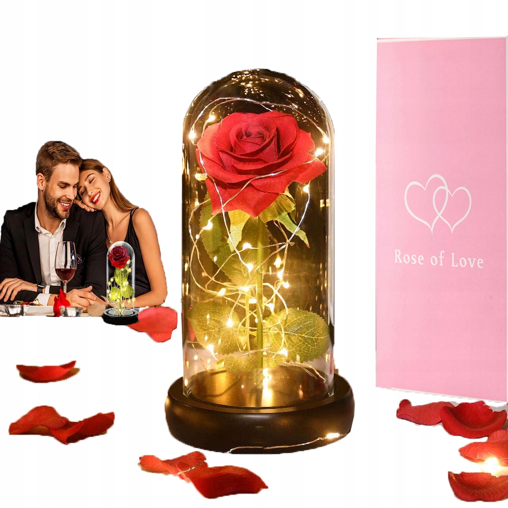 ETERNAL ROSE IN GLASS BEAUTY AND THE BEAST ENCHANTED ROSE FOREVER ROSE