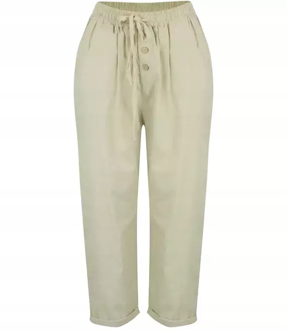 

Letnie lniane spodnie spodenki chinosy 3/4 48