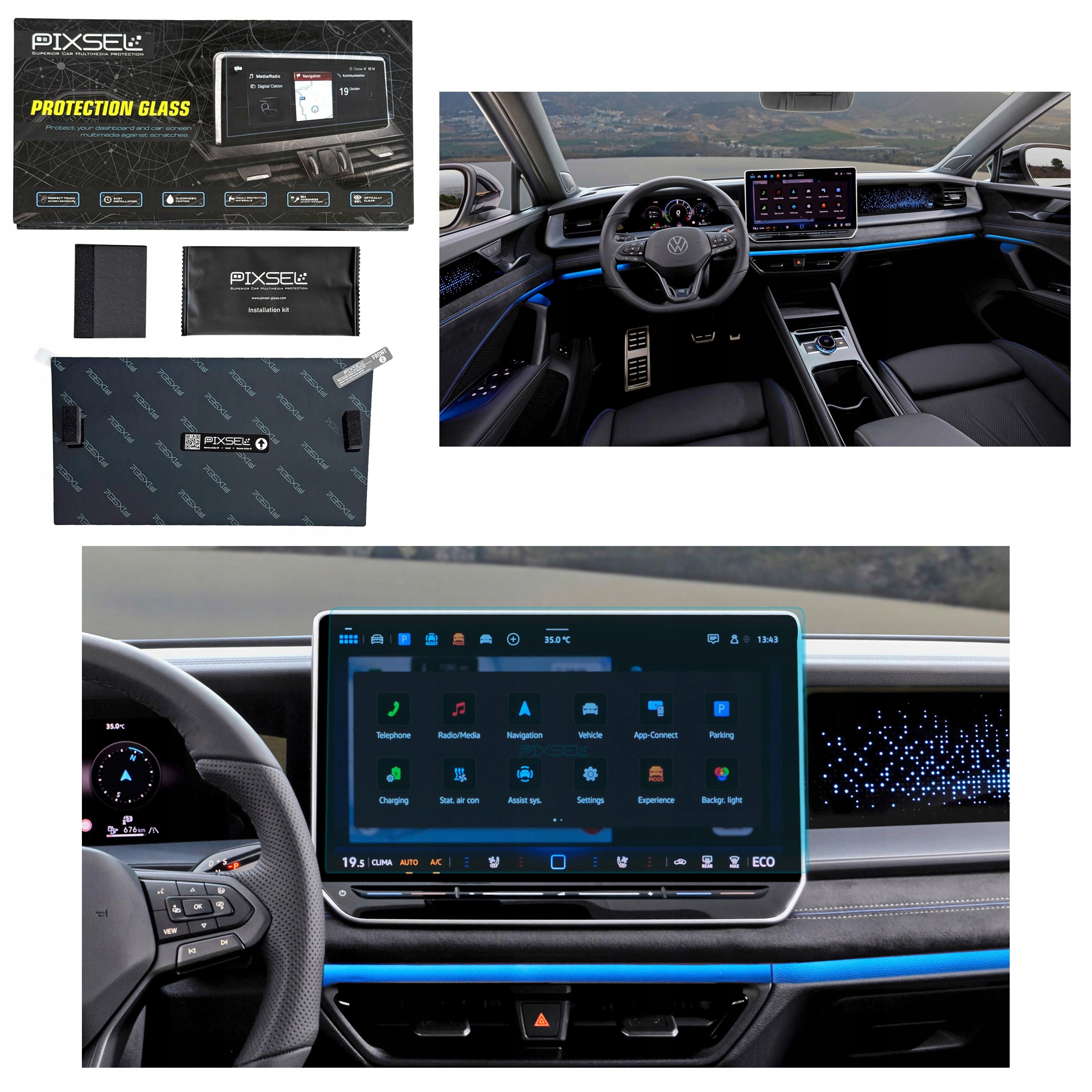 Antyodciskowe Matowe Szkło Ochronne Volkswagen TAYRON-16“ 2025-na monitor