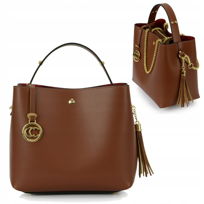 

Torebka damska brązowa skórzana Włoskie torebki