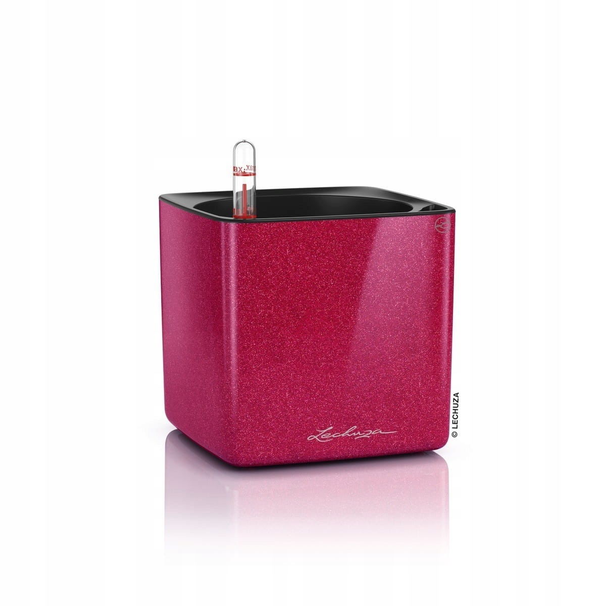 

Doniczka Cube Glossy 14 wiśniowy brokat Lechuza