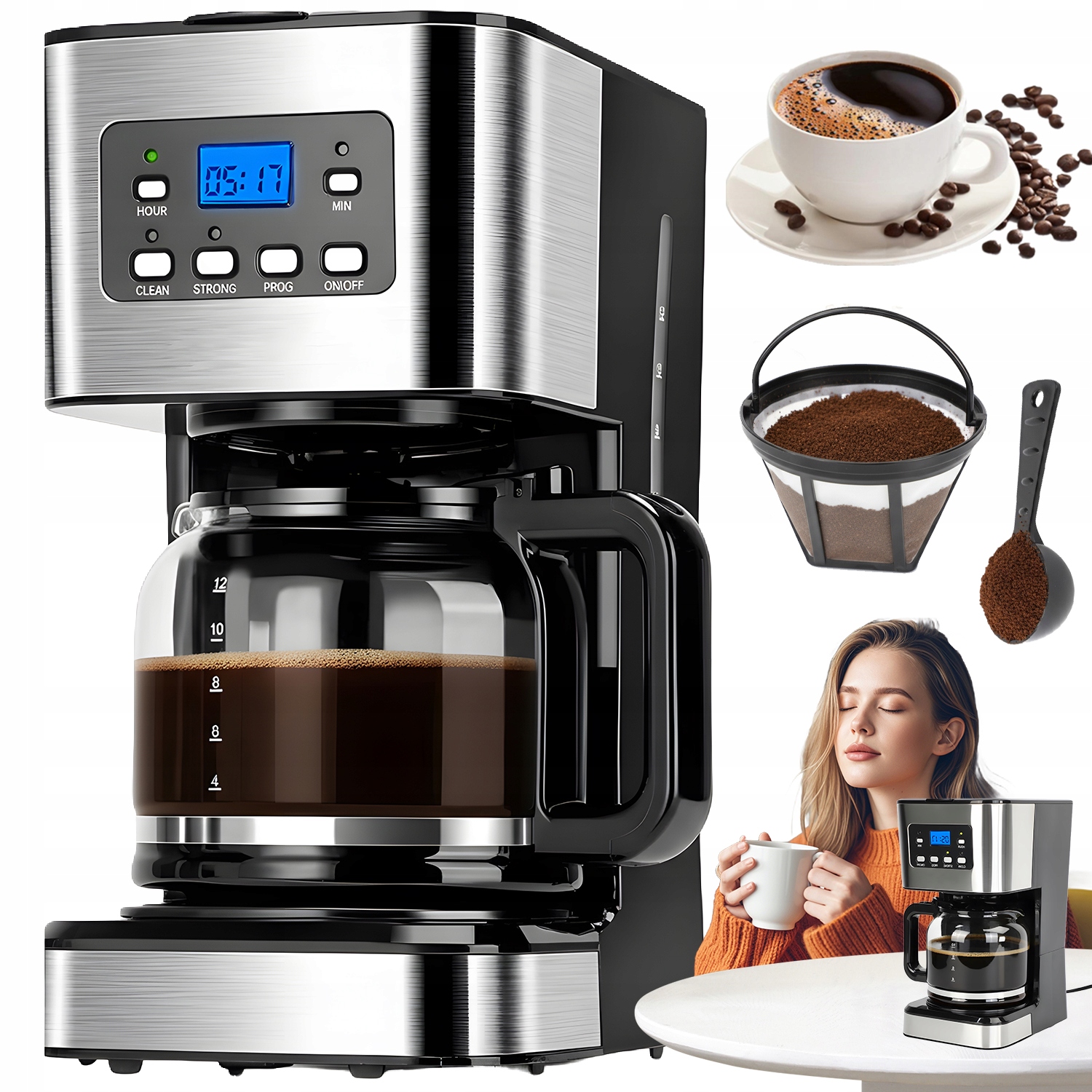 Kávovar 1.5 L 950 W S Časovačem A Funkcí Udržování Teploty