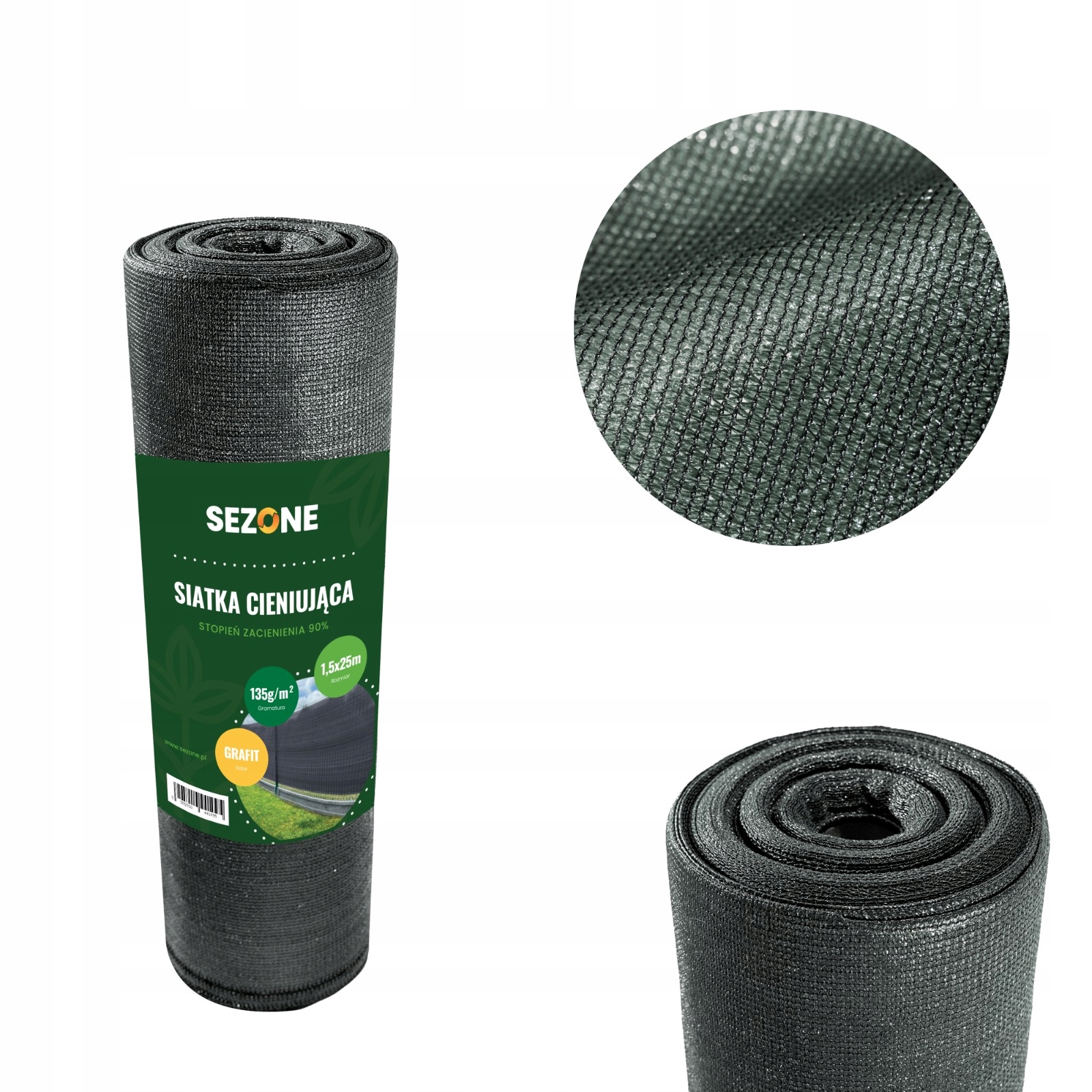 SIATKA CIENIUJĄCA OSŁONA NA OGRODZENIE GRAFIT MASKUJĄCA 1,5x25m OPASKI 90% EAN (GTIN) 5905910441095