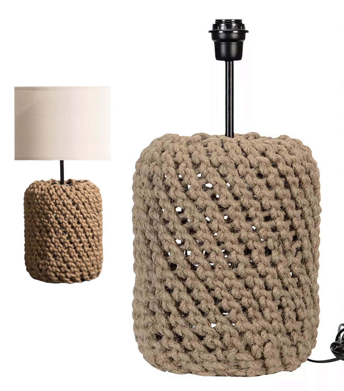 Stojaca stolová Stolová Lampa Boho béžová jutová dekorácia do obývačky