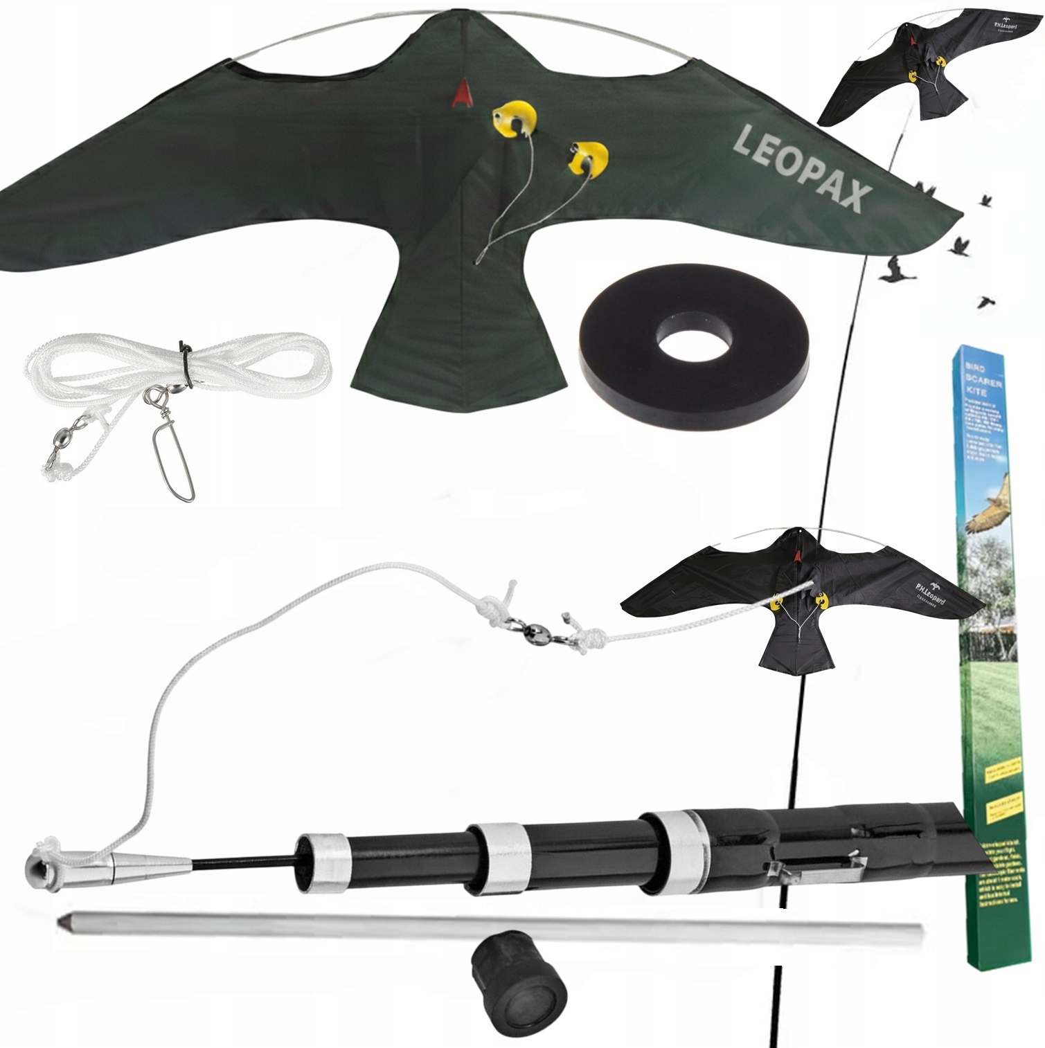 Plašič vtákov Leopax sokol Latawiec 6m Vlajkový Stožiar Premium