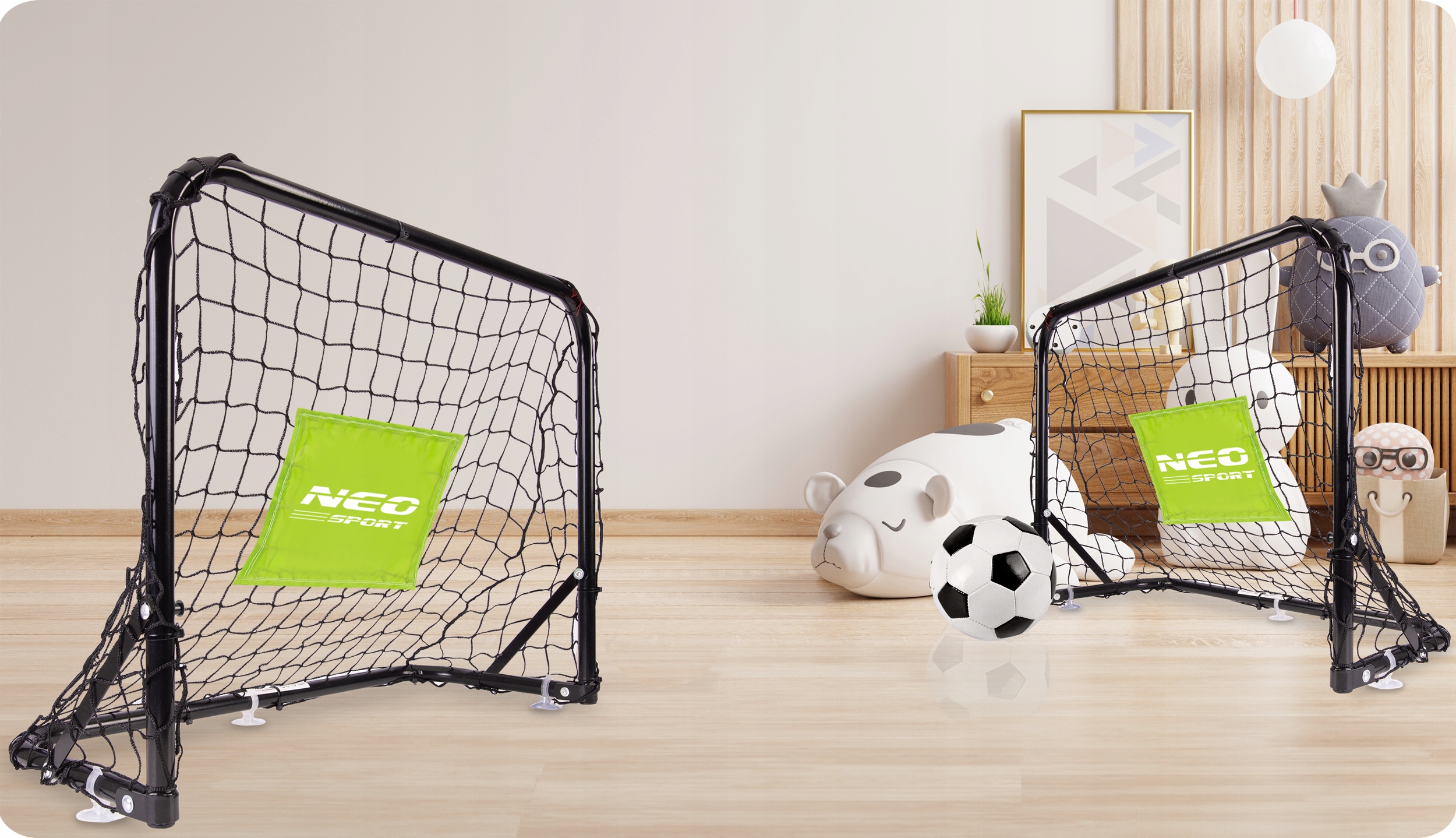 ZESTAW PIŁKA POMPKA 2x BRAMKA PIŁKARSKA DO PIŁKI NOŻNEJ Neo-Sport Model NS-461